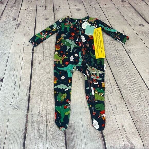 Gigi and Max Holiday Dinosaur Bamboo Romper - Picture 1 of 3